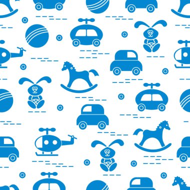 Çocukların oyuncakları çeşitli ile şirin seamless modeli: h sallanan