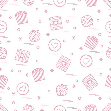Şirin seamless modeli farklı romantik tatlılar. Aşk conce