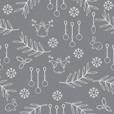 Kış Dikişsiz desen çeşitli yeni yıl ve Noel symb ile