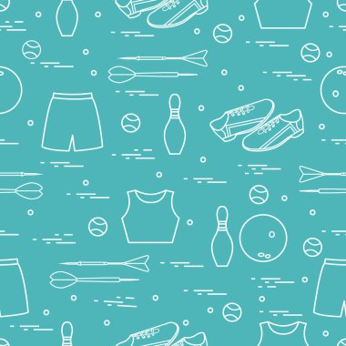 Spor için çeşitli ürünler ile Seamless modeli. Spor Tema.