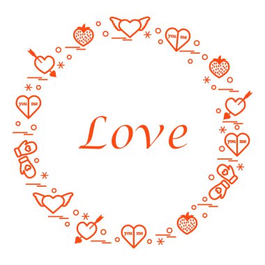 Sevimli vektör çizim ile farklı romantik sembolleri düzenlemek