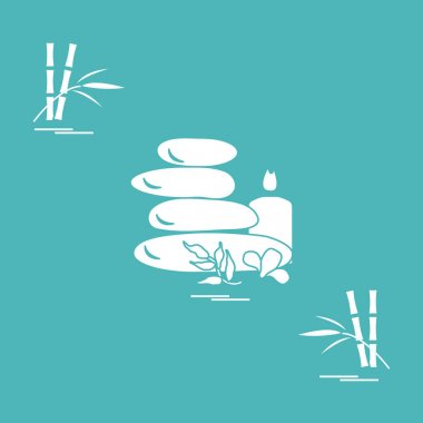 Spa yordamlar, yaprakları, akış için masaj taşların stilize simgesi