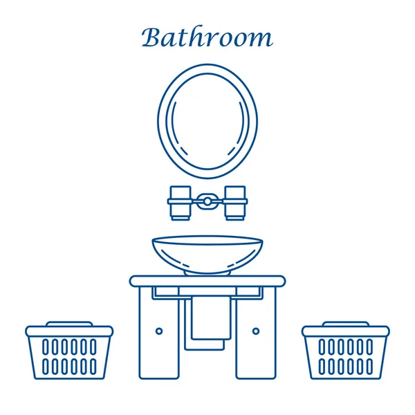 Cute vector illustration with variety bathroom elements: mirror, — Stock Vector