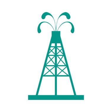 Petrol sondaj platformu yağla spurting çeşmeler ile stilize simgesi