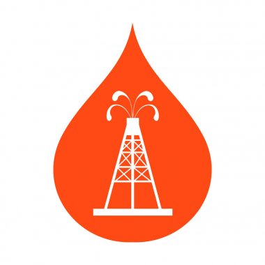 Petrol sondaj platformu yağla spurting çeşmeler ile stilize simgesi