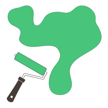 Güzel resim, büyük bir splodge ve boya renkli bir rulo 