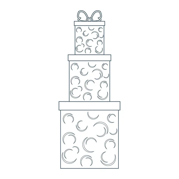 Vector illustration of gift boxes decorated snowflakes on white — Stock Vector