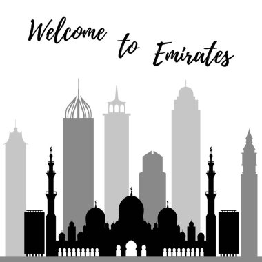 Birleşik Arap Emirlikleri gökdelenler silhouet vektör çizim