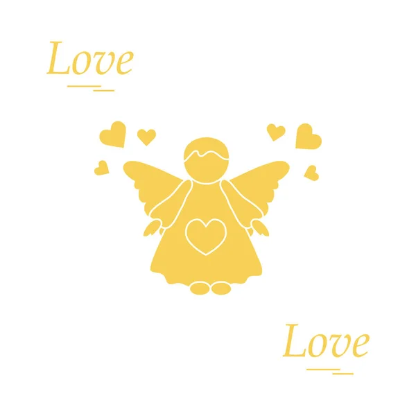 Lindo vector de ilustración: ángel y corazones. Símbolo de amor . — Vector de stock