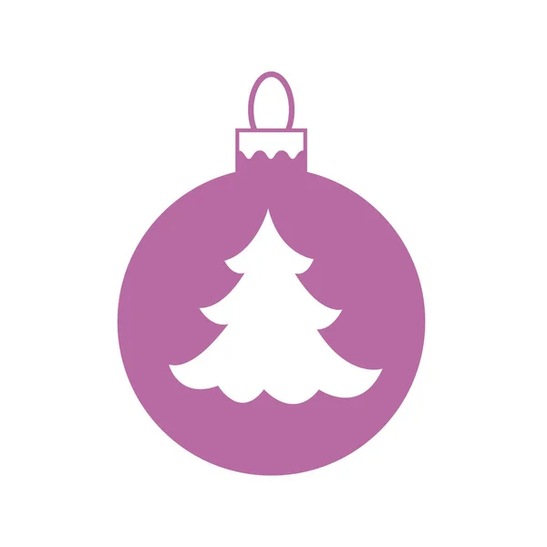 Vektor-Symbol Weihnachtskugel mit Silhouette des Weihnachtsbaums. — Stockvektor