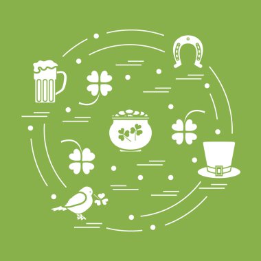Cute vector illustration with different symbols for St. Patrick'