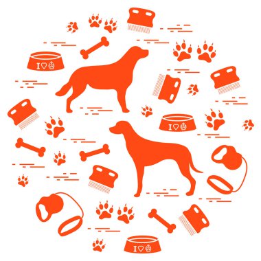 Bir CI düzenlenmiş köpek bakımı için sevimli vektör çizim ürünler