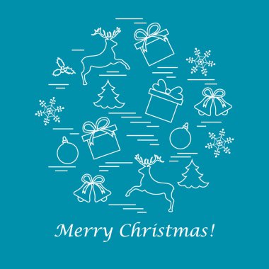 Farklı yeni yıl ve Noel simgeler vektör çizim 