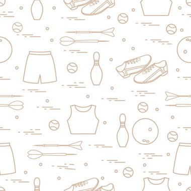 Spor için çeşitli ürünler ile Seamless modeli. Spor Tema.