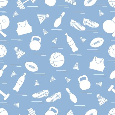 Spor konulu seamless modeli. Vektör çizim spor