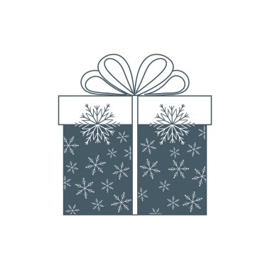 Hediye kutusu vektör çizim üzerinde beyaz ba kar taneleri dekore edilmiştir.