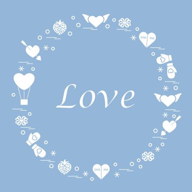 Sevimli vektör çizim ile farklı romantik sembolleri düzenlemek