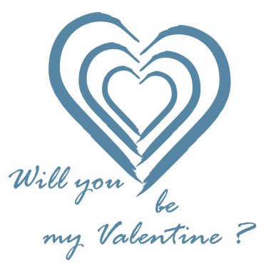 Sevimli vektör çizim kalp ve yazıt ile.