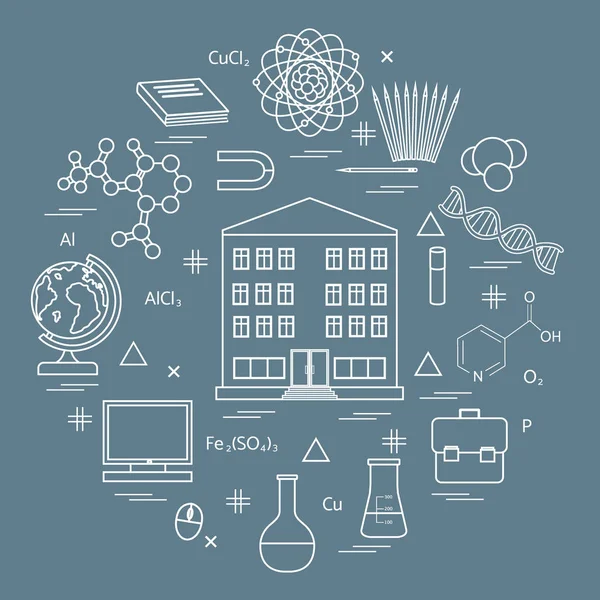 Vektorillustration der Vielfalt wissenschaftliche, pädagogische Elemente in — Stockvektor