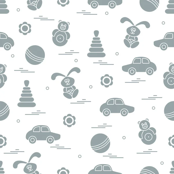 Διάνυσμα μοτίβο των διαφορετικών παιχνιδιών: αυτοκίνητο, πυραμίδα, μπούμερανγκ, μπάλα, — Διανυσματικό Αρχείο