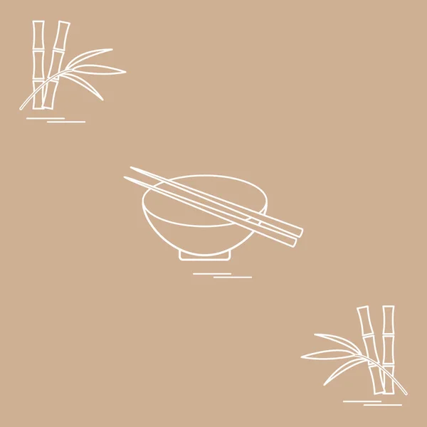 Yemek çubukları ve bambu ile kase stilize simgesi. Asya gıda res — Stok Vektör