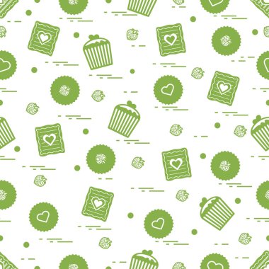 Şirin seamless modeli farklı romantik tatlılar. Aşk conce