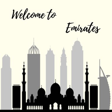 Birleşik Arap Emirlikleri gökdelenler silhouet vektör çizim