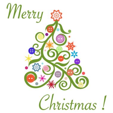 Orijinal Noel ağacı sevimli vektör çizim wi dekore edilmiştir.