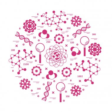 Stilize vektör simge çeşitli bilimsel, eğitim elemanları.