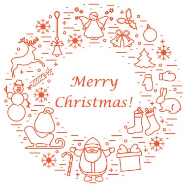 Farklı yeni yıl ve Noel simgeler vektör çizim 