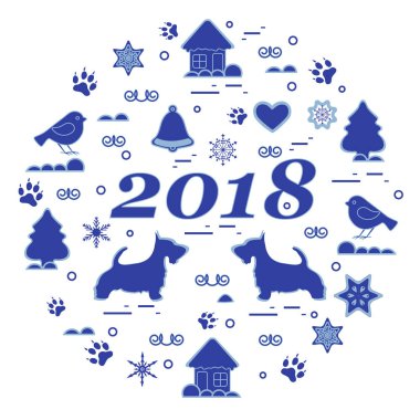 Farklı yeni yıl ve Noel sym sevimli vektör çizimi