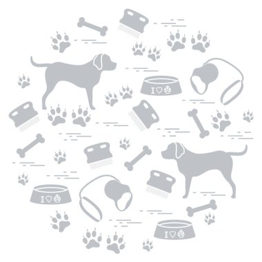 Bir CI düzenlenmiş köpek bakımı için sevimli vektör çizim ürünler