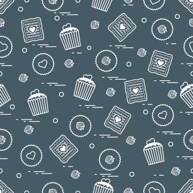 Şirin seamless modeli farklı romantik tatlılar. Aşk conce