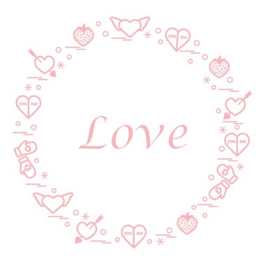 Sevimli vektör çizim ile farklı romantik sembolleri düzenlemek