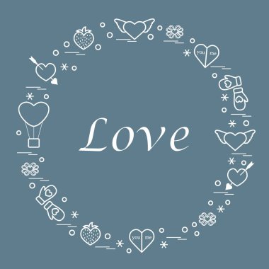 Sevimli vektör çizim ile farklı romantik sembolleri düzenlemek
