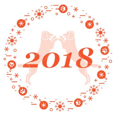 Sevimli vektör çizim iki köpek ve yazıt mutlu yeni y