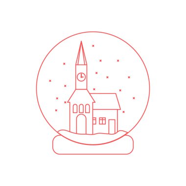 Belediye ile saat ve evin içinde vektör çizim