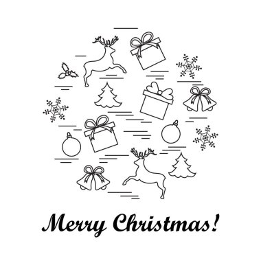 Farklı yeni yıl ve Noel simgeler vektör çizim 