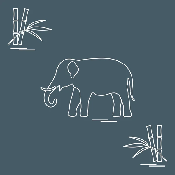 Fil ve bambu stilize simgesi. — Stok Vektör