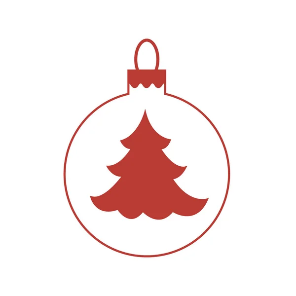 Vector icon Christmas ball with silhouette of Christmas tree. — Stock Vector