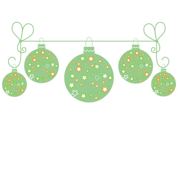 Imagem vetorial com bola de Natal com estrelas penduradas em uma corda . — Vetor de Stock