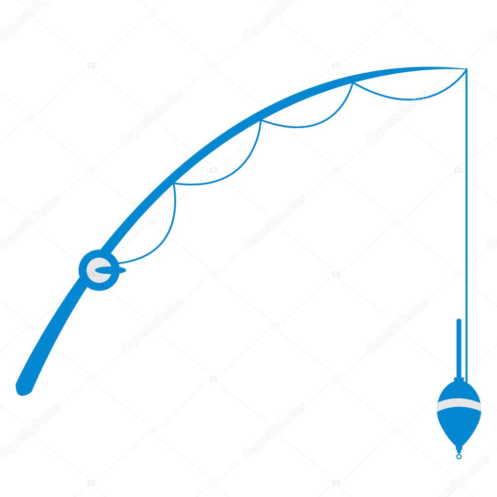 Stylized icon of a colored fishing rod with a float for catching