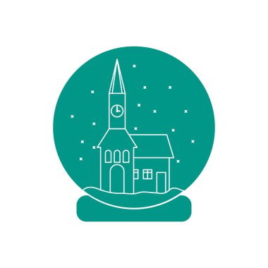 Belediye ile saat ve evin içinde vektör çizim