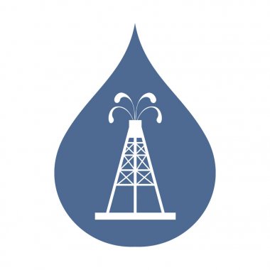 Petrol sondaj platformu yağla spurting çeşmeler ile stilize simgesi