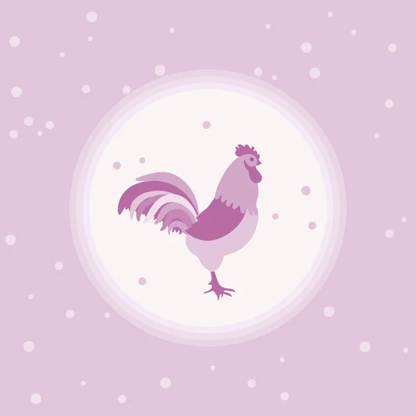 Silueta de un gallo en un círculo sobre un fondo de color con — Vector de stock