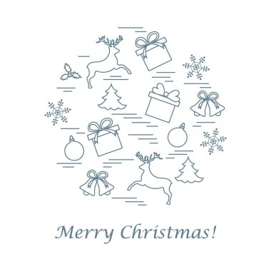 Farklı yeni yıl ve Noel simgeler vektör çizim 