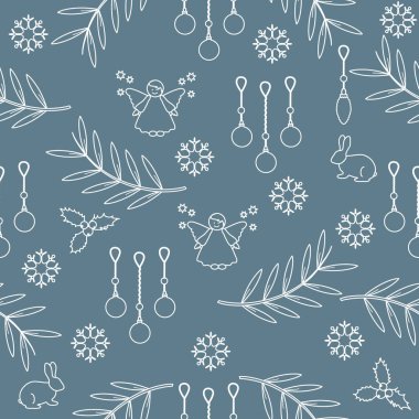 Kış Dikişsiz desen çeşitli yeni yıl ve Noel symb ile