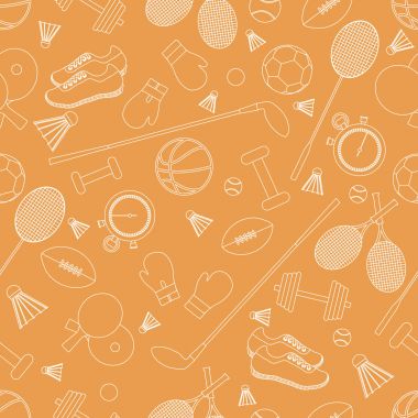 Spor konulu seamless modeli. Vektör çizim spor