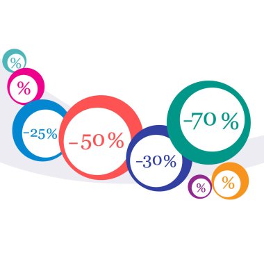 Pazarlar ve dükkanlar için çeşitli indirimler vektör çizim.