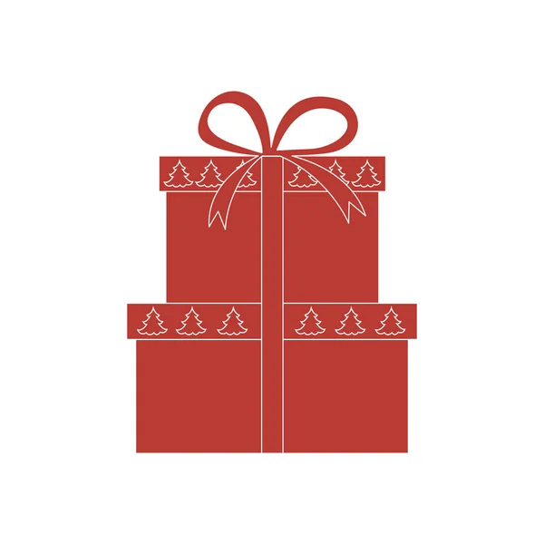 Vektorové ilustrace dárkové krabice ozdobené vánoční stromky. — Stockový vektor